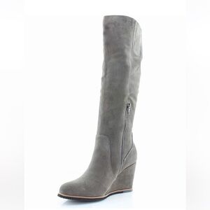 100 % Suede- Wedge heeled, Knee High Boots